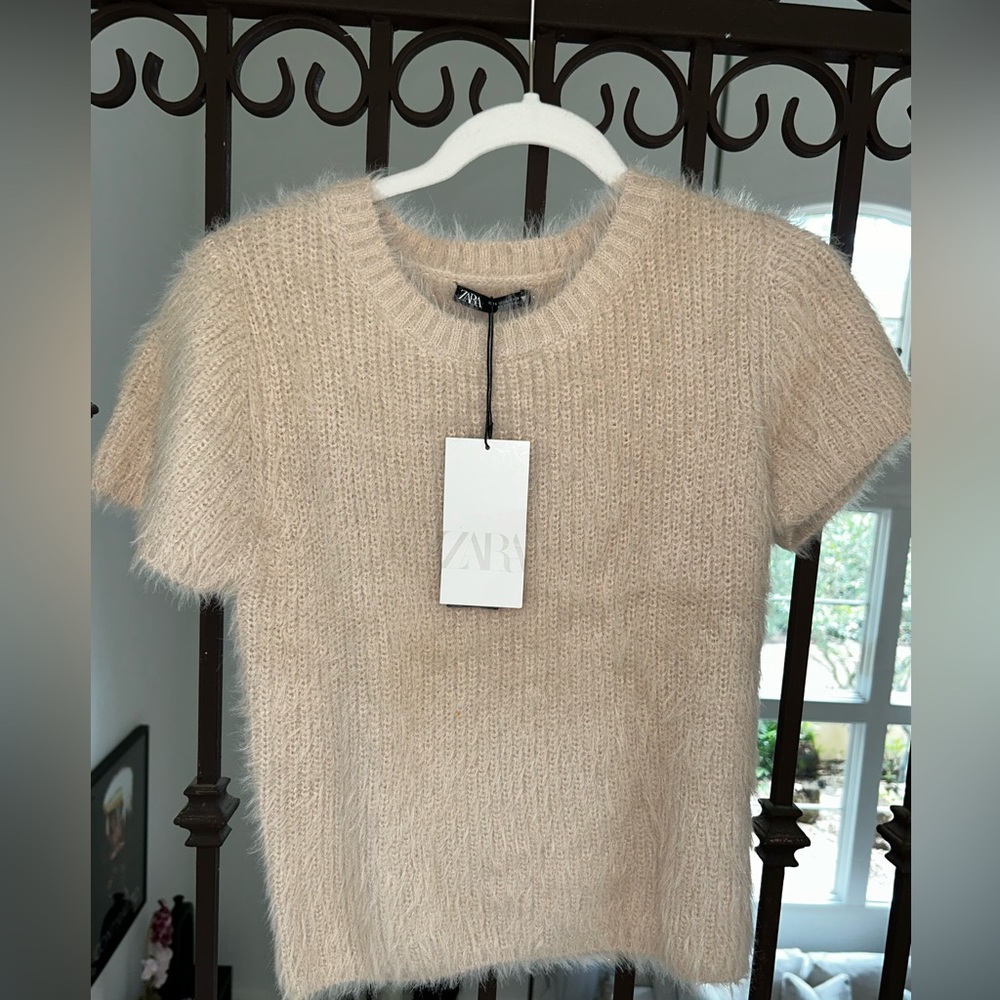 Gorgeous short sleeved Zara furry sweater